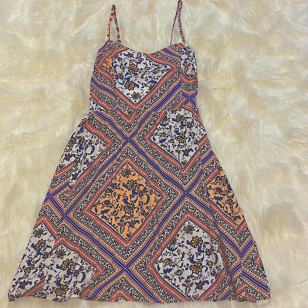 Peach Paisley Print Sun Dress